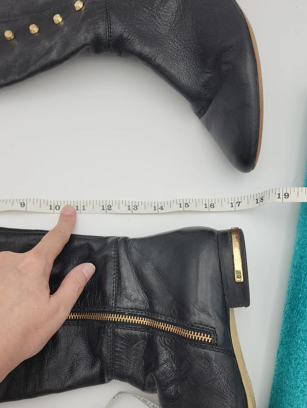 Michael Kors Black Leather Over-the-Knee Boots with Gold Studs
